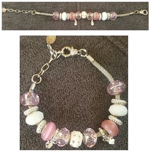 Cate & Chloe 18k White Gold Plated Beaded Bracelet with Crystals NEW IN BOX